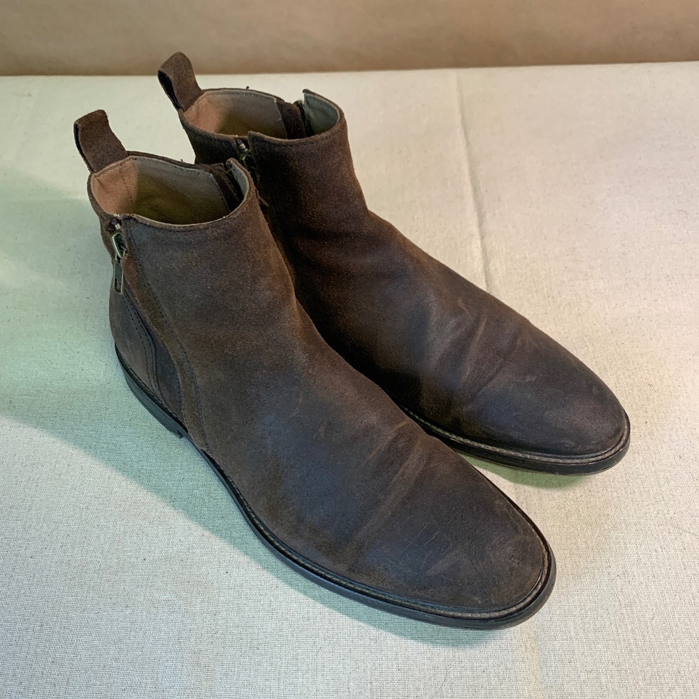 Aston Grey Helani Mens Brown Oily Leather Side Zip Boots Size 8